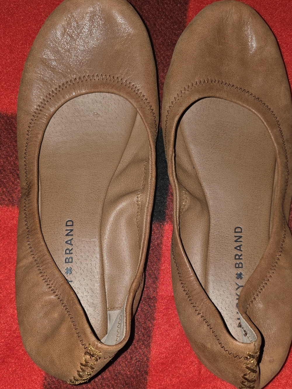 Lucky Brand Emmie Tan Leather Ballet Flats Size 8.5M
